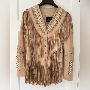 Women’s 100% Genuine Leather Bone Fringe Jacket